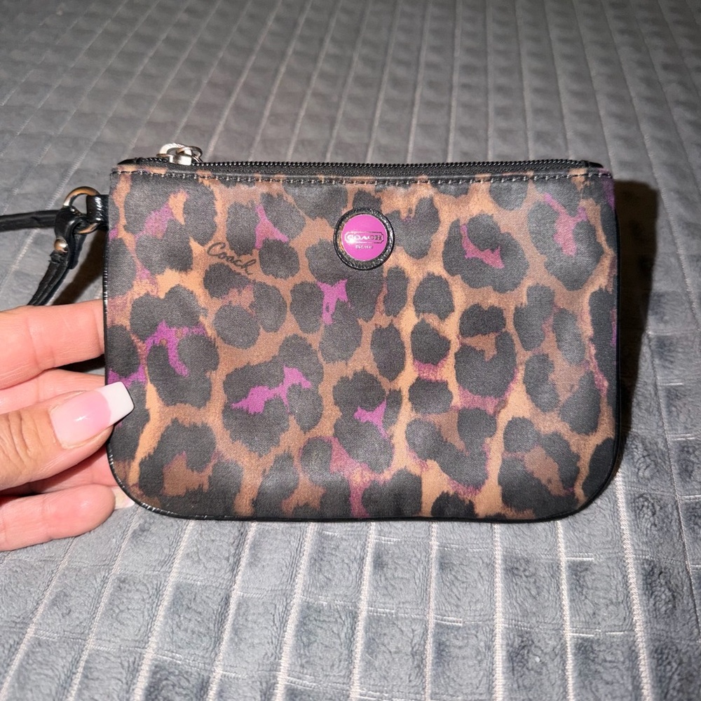 Coach 💜 1941 Ocelot Print Wristlet in Brown and Pink